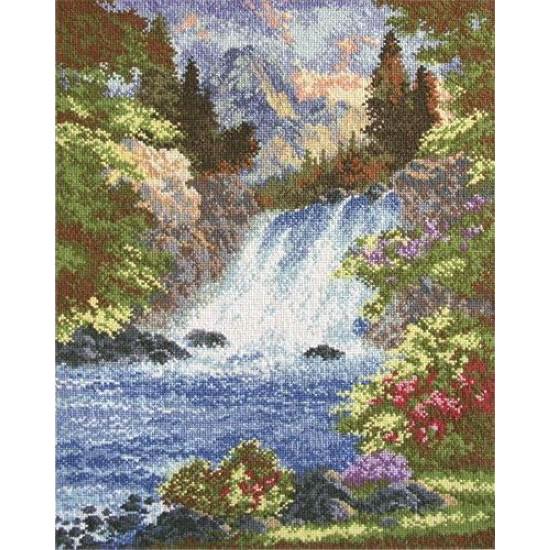 Набір для вишивання муліне ДМС Гірський водоспад 30x40 см (М-0029)