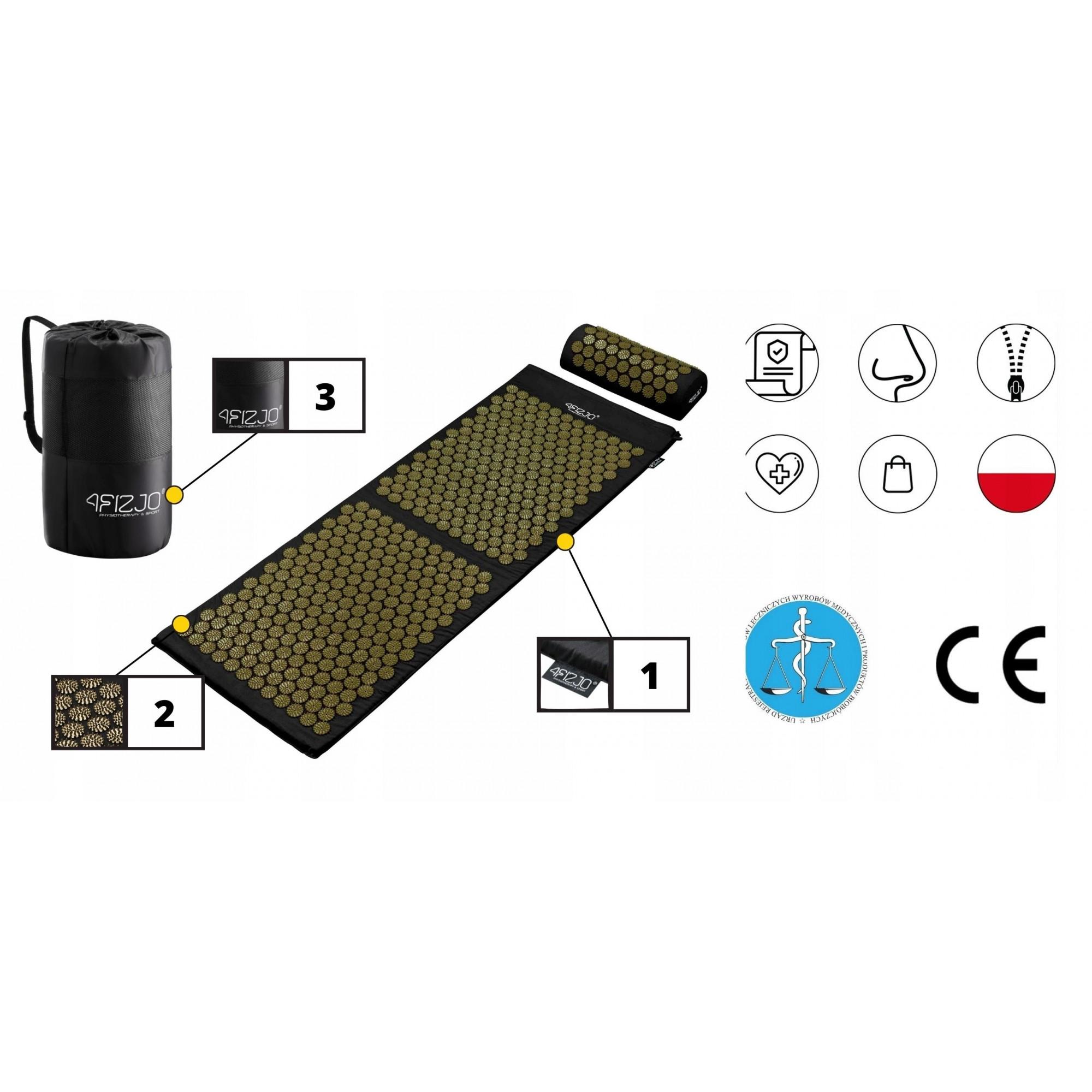 Килимок акупунктурний з валиком 4fizjo Classic Mat XL Black/Gold (P-5907739315052) - фото 3