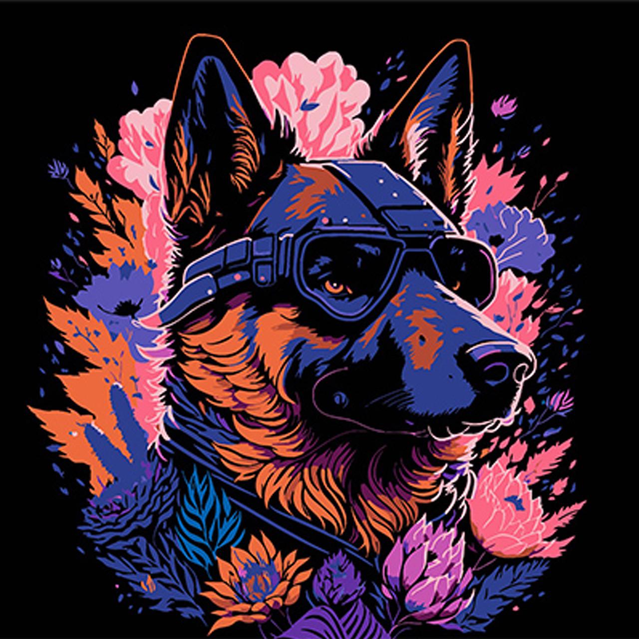 Картина по номерам Strateg Премиум Верный хранитель на черном фоне 30х30 см (SH3030-13)