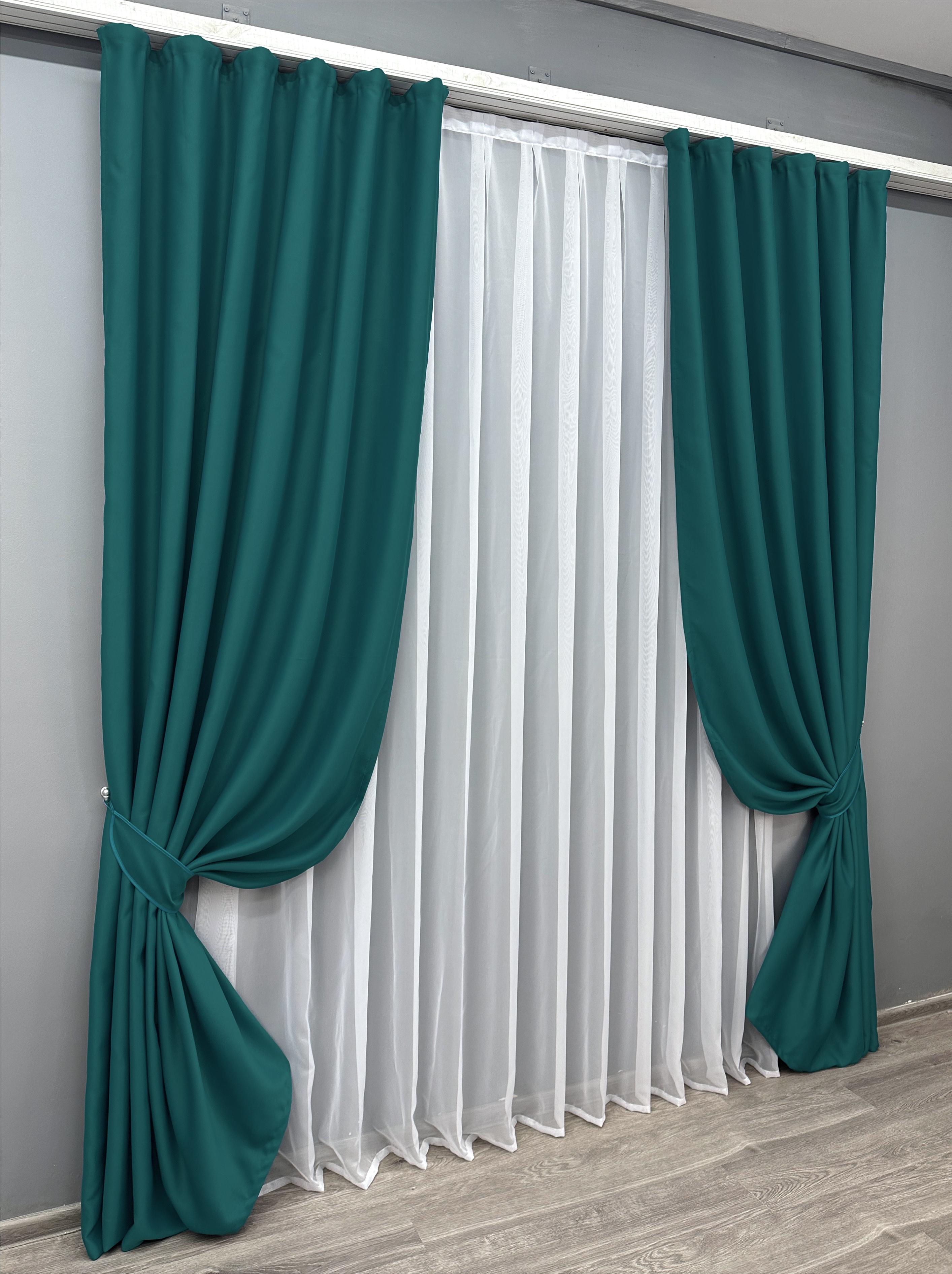 Комплект готових штор VR-Textil Блекаут Bagema Rvs №1297ш 200х270 см 2 шт. Смарагдовий (32-095) - фото 2