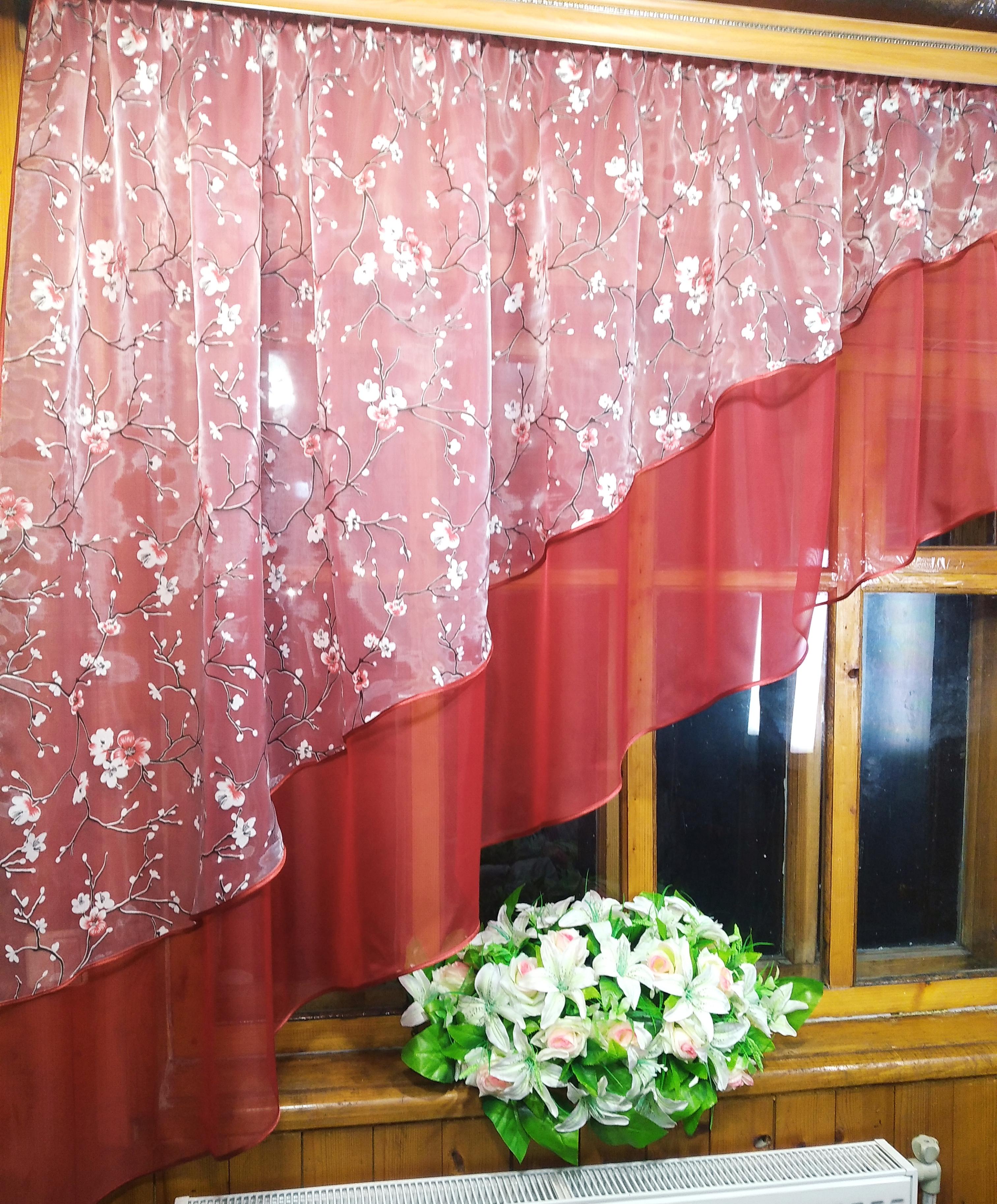 Занавеска арка короткая готовая Ника Бордо левая Сакура красная (1286385292) - фото 2 Занавеска арка короткая готовая Ника Бордо левая Сакура красная (1286385292) - фото 2