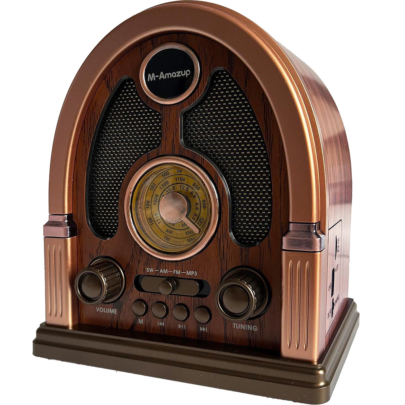 Радіоприймач вінтажний M-Amazup RD-X7 Ретро AM/FM/SW Bluetooth USB-зарядка та акумулятор Dark Brown (24086695) - фото 4 Радіоприймач вінтажний M-Amazup RD-X7 Ретро AM/FM/SW Bluetooth USB-зарядка та акумулятор Dark Brown (24086695) - фото 4