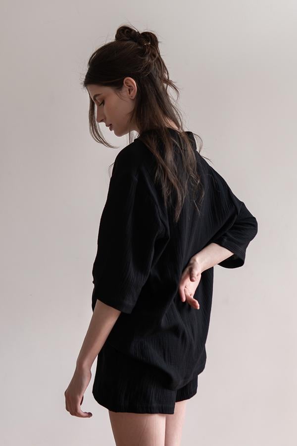 Піжама FORLY з шортами з мусліну Darkness XS/S (ML0081-16-58) - фото 3 Піжама FORLY з шортами з мусліну Darkness XS/S (ML0081-16-58) - фото 3