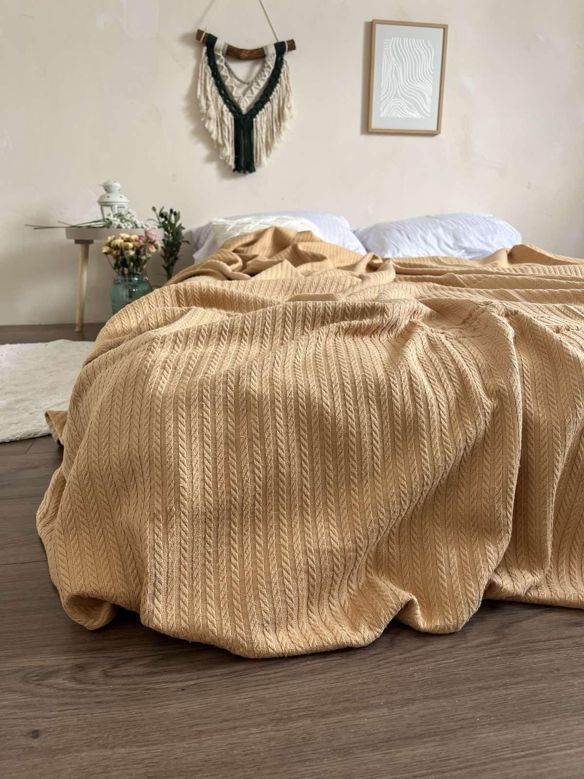 Покрывало летнее Косичка хлопок 140х200 см Карамельный (18093914) - фото 8 Покрывало летнее Косичка хлопок 140х200 см Карамельный (18093914) - фото 8