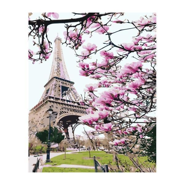 Набор для росписи по номерам Strateg Весенний Париж 40х50 см (VA-2857-mt)