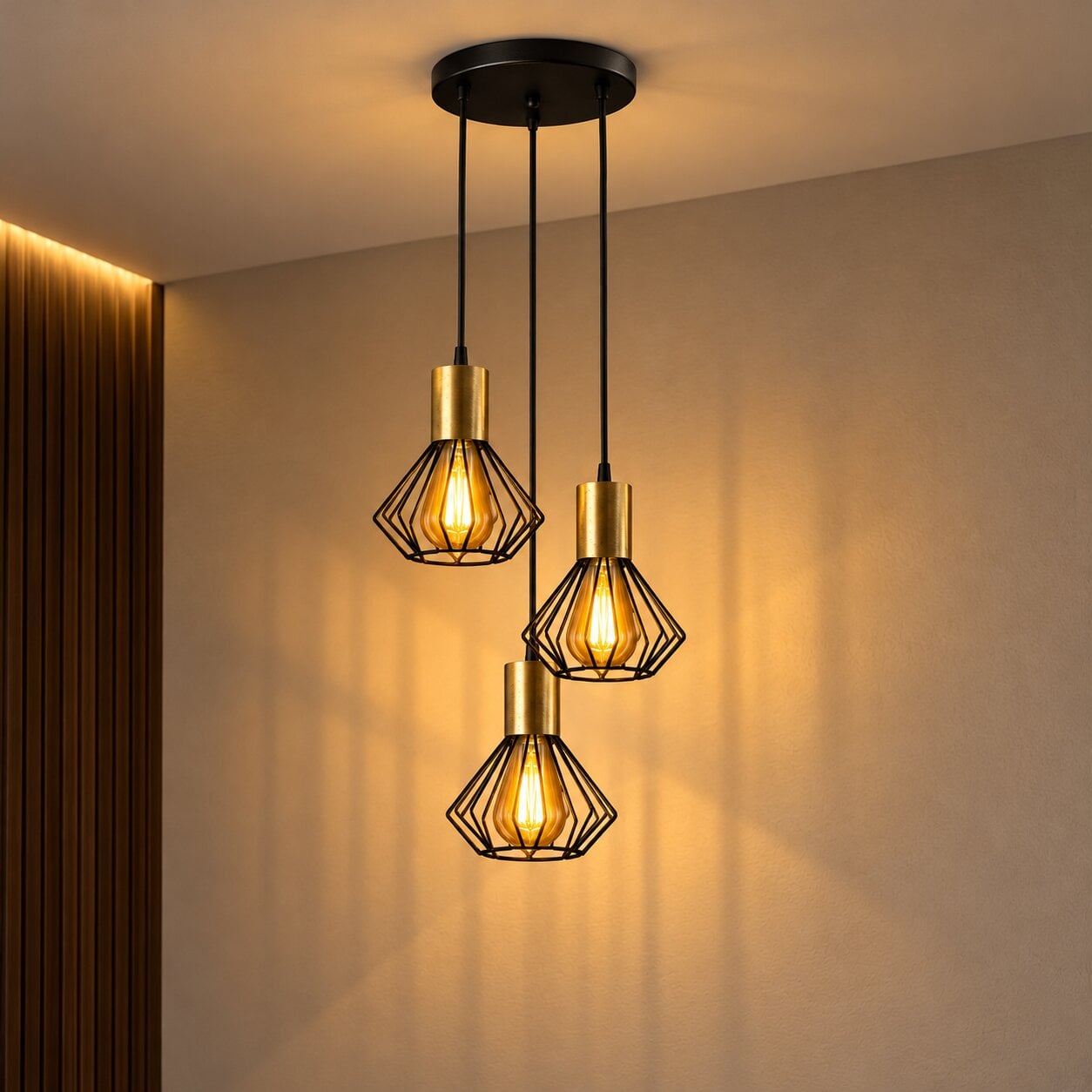 Світильник лофт MSK Electric Diadem підвісний на три плафона Bronze/Black NL 2215-3R BK+BN