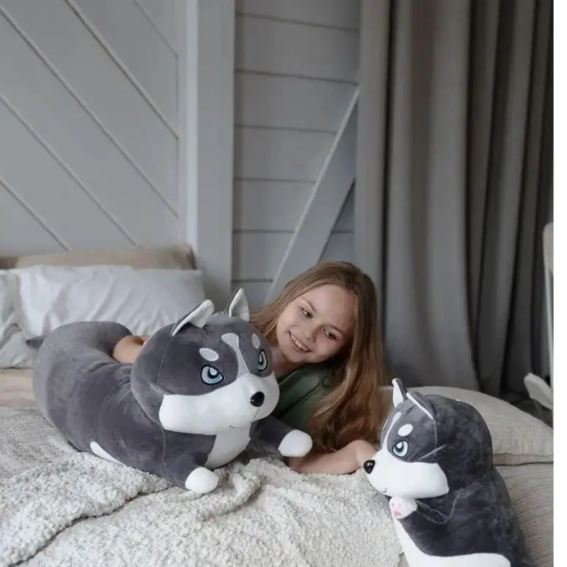 М'яка іграшка-подушка плюшева Хаскі 112 см Темно-сірий (2529690591) - фото 5