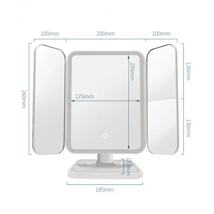 Дзеркало косметичне потрійне XW 810 LED акумуляторне - фото 5
