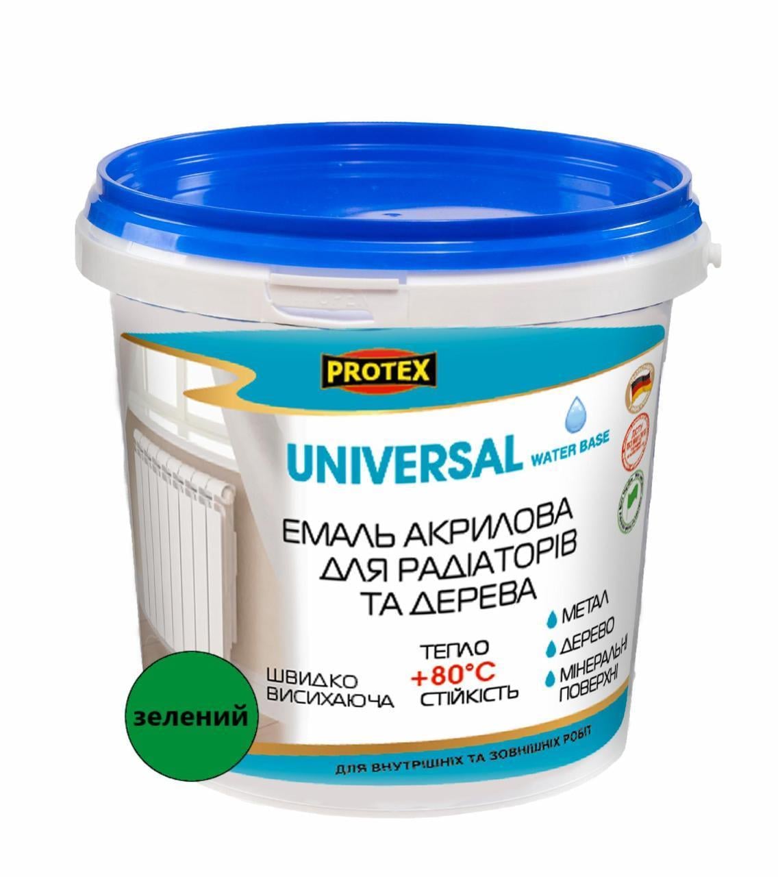 Емаль акрилова водно-дисперсійна Universal PROTEX 0,35 кг 300 мл Зелений