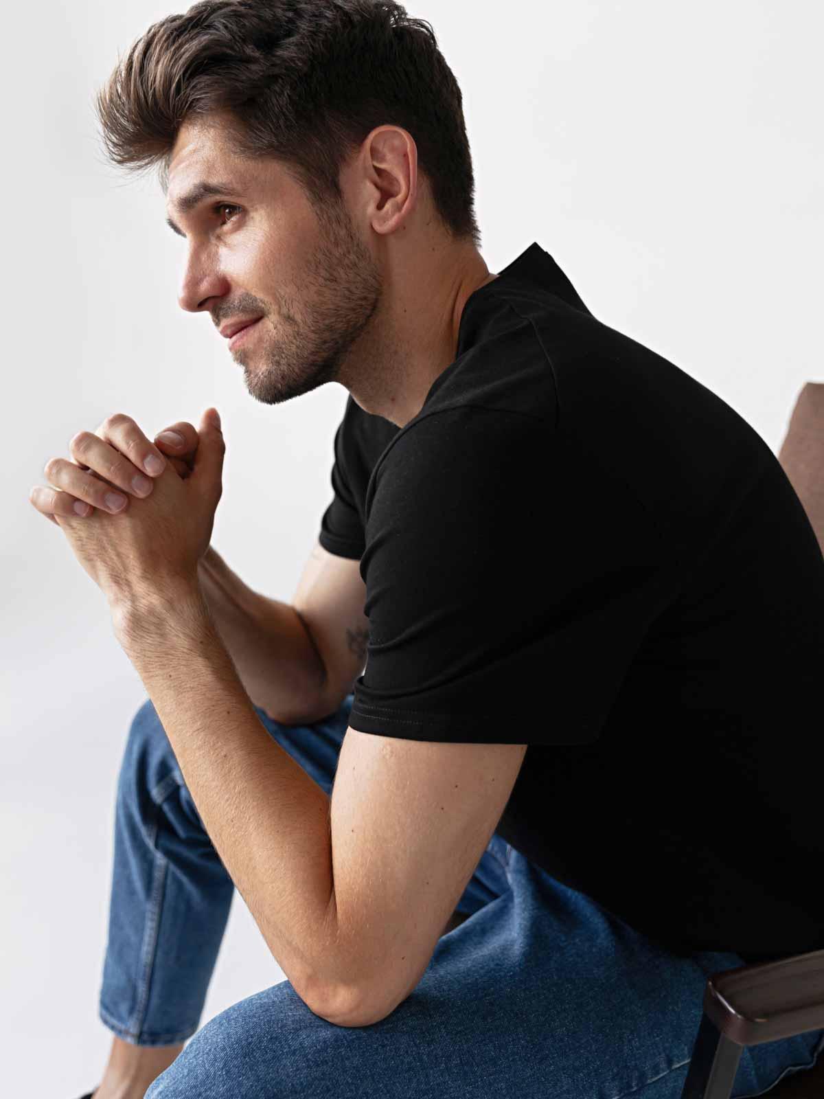 Футболка чоловіча FROMUS XXL Чорний (1041-2) - фото 3 Футболка чоловіча FROMUS XXL Чорний (1041-2) - фото 3