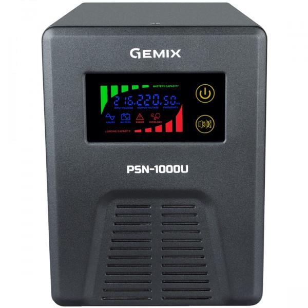 Джерело безперебійного живлення Gemix PSN-1000U 1000VA/600 Вт 12V/220V 7/9/13A 3xSchuko без АКБ Black (PSN-1000U)