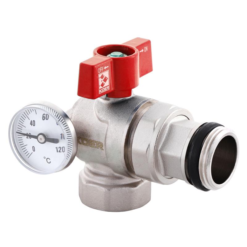 Кран с американкой Koer KR.1033-Gi Антипротечка с термометром 1'' (KR2894) - фото 2 Кран с американкой Koer KR.1033-Gi Антипротечка с термометром 1'' (KR2894) - фото 2