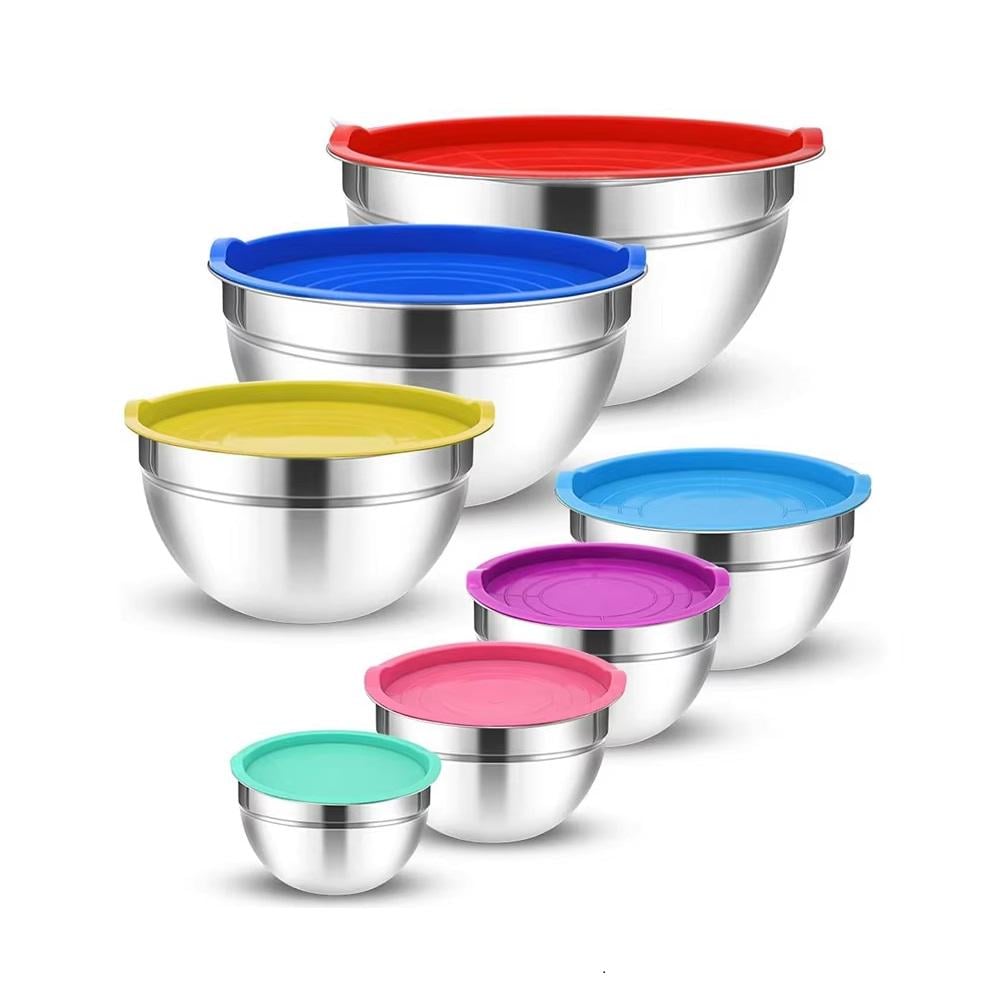Набір мисок із кришками Stenson R93816-14 7 шт. d 18/20/22/24/26/28/30 см Різнокольоровий (27918227)