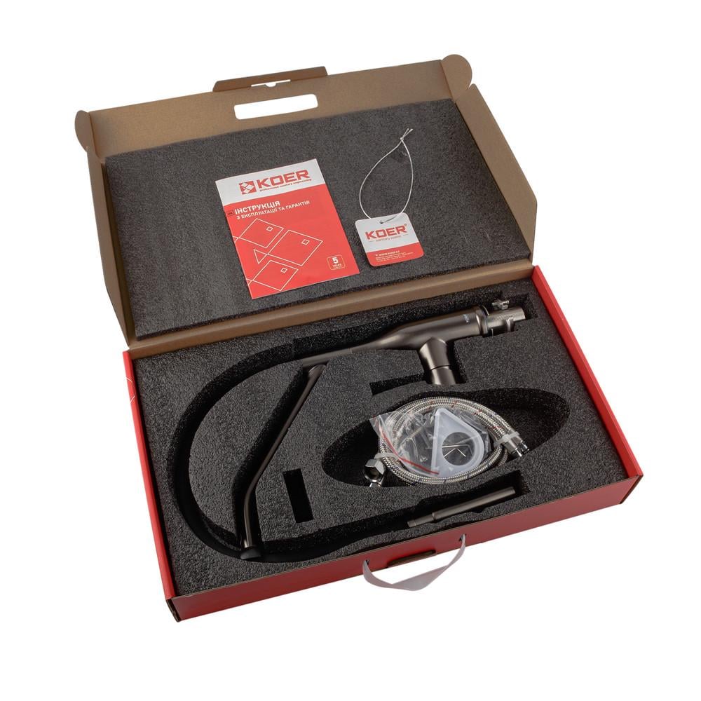 Смеситель для кухни KOER KI-70026-07 с черным силиконовым изливом (KR5211) - фото 6