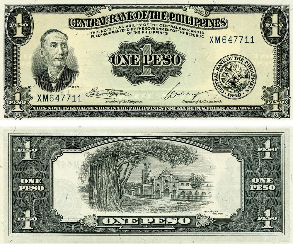 Коллекционная банкнота Филиппины 1 песо 1949 UNC P133 (Б13274)