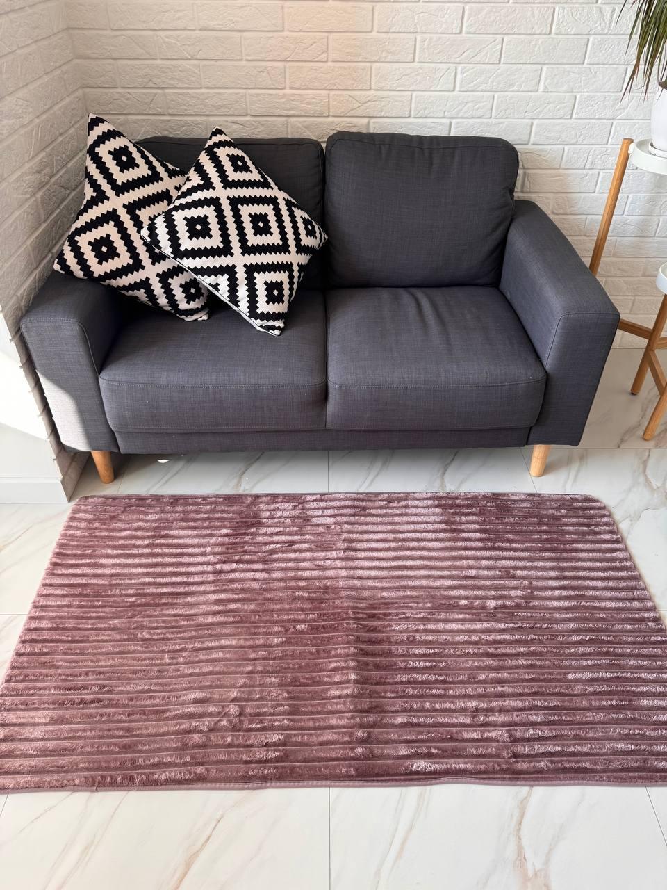 Ковер меховой прорезиненный с длинным ворсом 100х200 см Бордовый (Д-sharpey-kover-005-03)