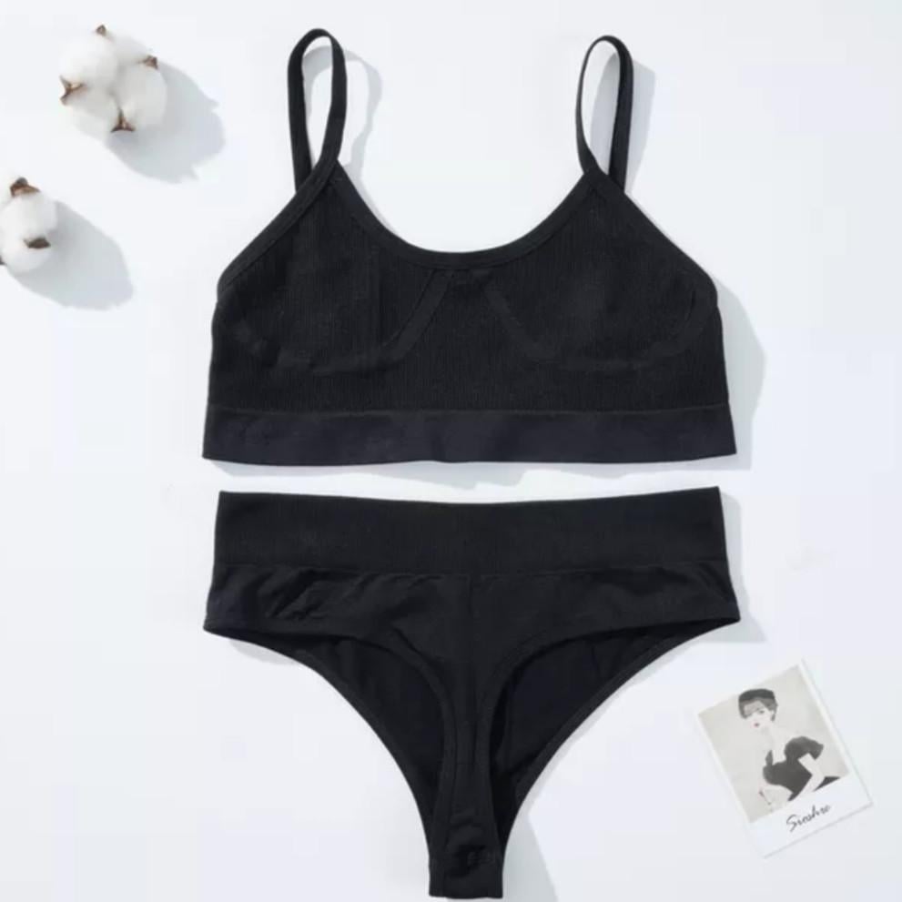 Комплект нижньої білизни в рубчик M/L Темно-пудровий (1710861742) - фото 6