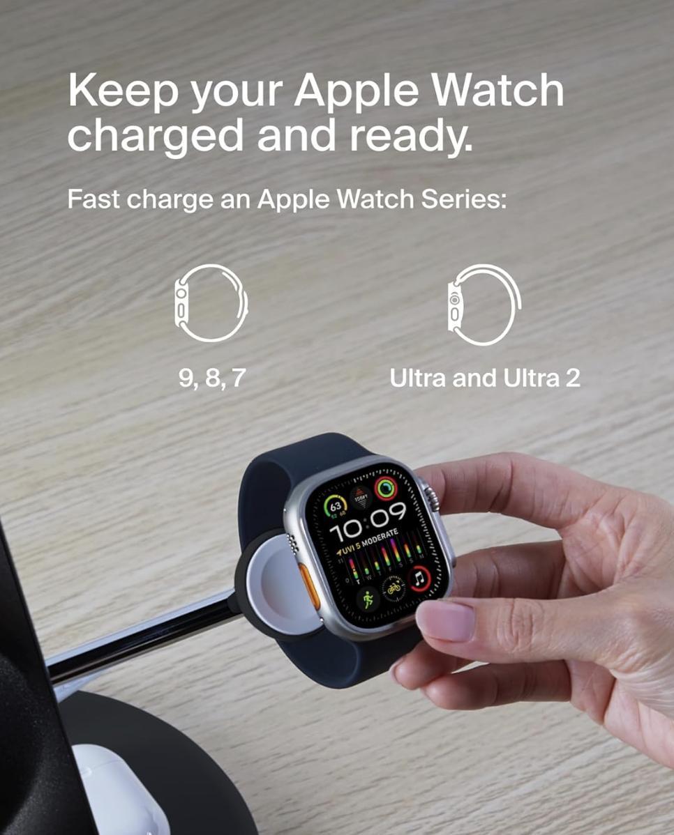 Бездротовий зарядний пристрій Belkin BoostCharge Pro 3-in-1 Magnetic Stand with Qi2 15W Black (WIZ023ttBK) - фото 7 Бездротовий зарядний пристрій Belkin BoostCharge Pro 3-in-1 Magnetic Stand with Qi2 15W Black (WIZ023ttBK) - фото 7