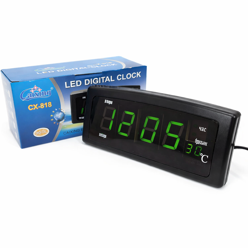 Часы настольные электронные CX-818 LED с термометром и будильником 220В (ML-05605)