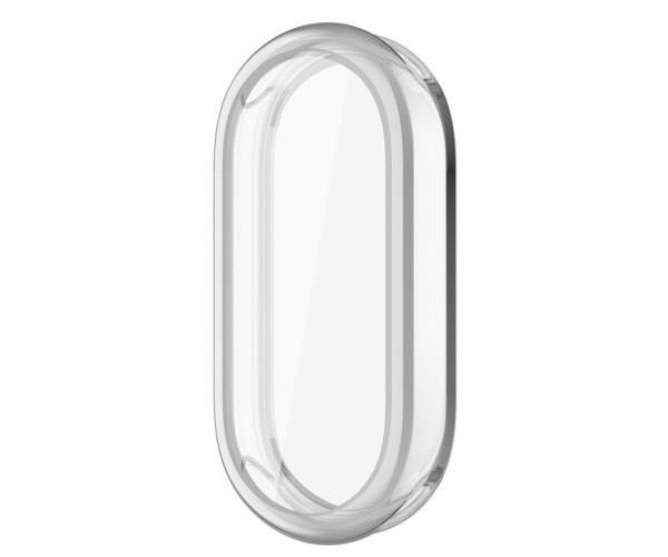 Чехол силиконовый для Xiaomi Mi Band 8 с защитой на экран Прозрачный