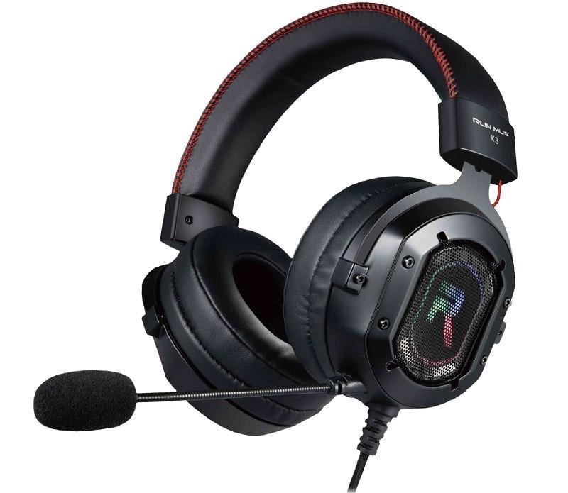 Наушники RUN MUS Gaming with RGB LED K3 с защитным TPE покрытием black