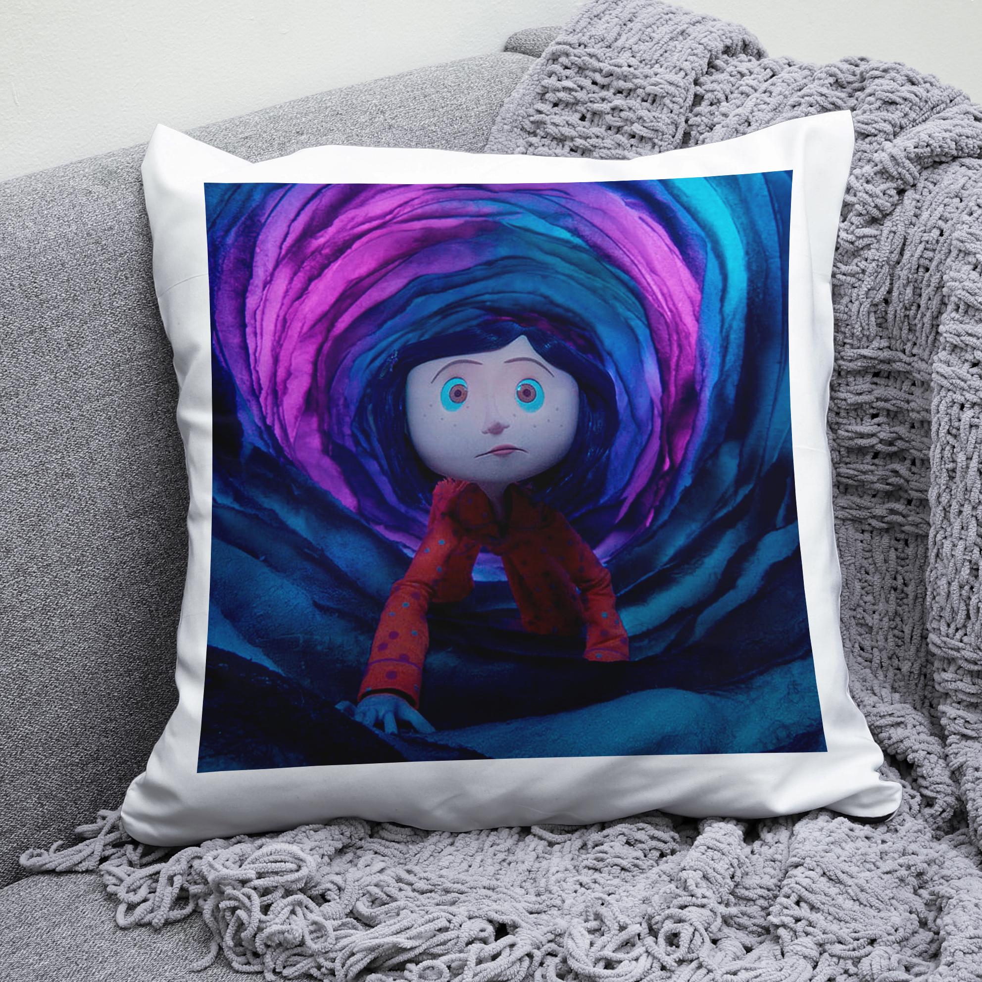 Плюшевая подушка квадрат с принтом Коралина в Стране Кошмаров Coraline