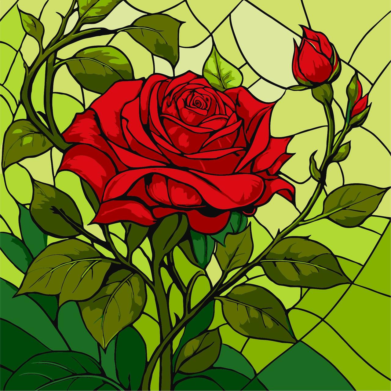 Картина за номерами Ideyka Вітраж Троянда 30х30 см (2824290280)