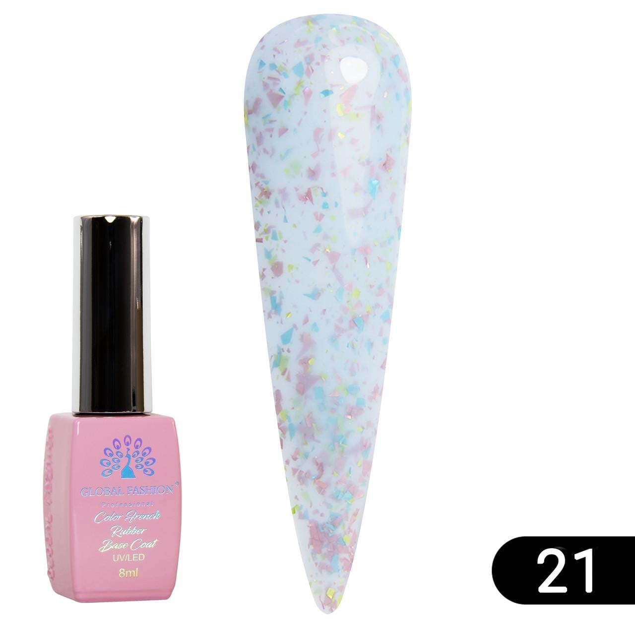 База для гель-лака каучуковая камуфлирующая Global Fashion Opal с талью № 21 8 мл