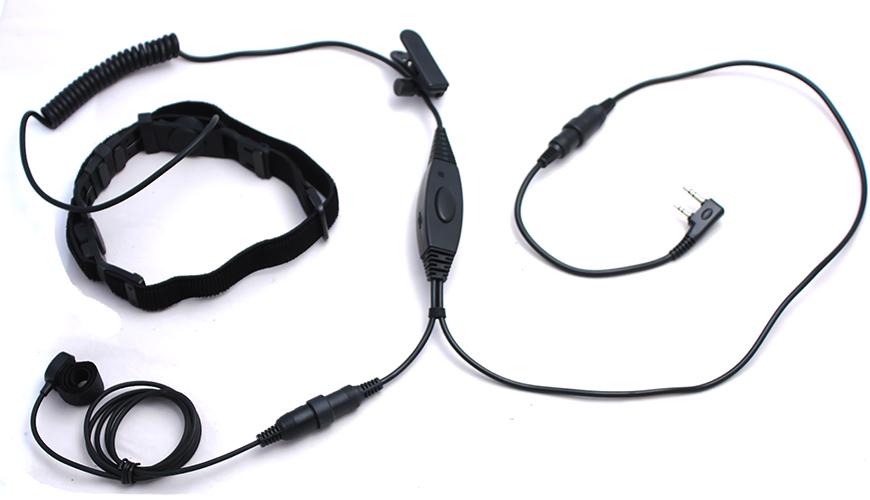 Ларингофон Mirkit LVM-E1678-KPD с выносной кнопкой PTT для раций Kenwood/Baofeng с разъемом 2 рin