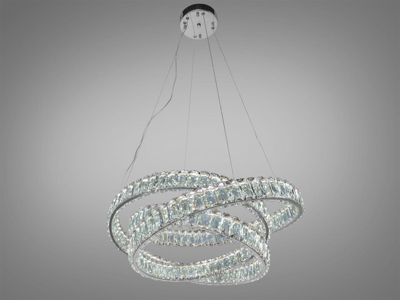 Люстра светодиодная LED подвесная для гостиной D8875/600CH хрусталь с пультом 92 Вт Хром (2896237300)