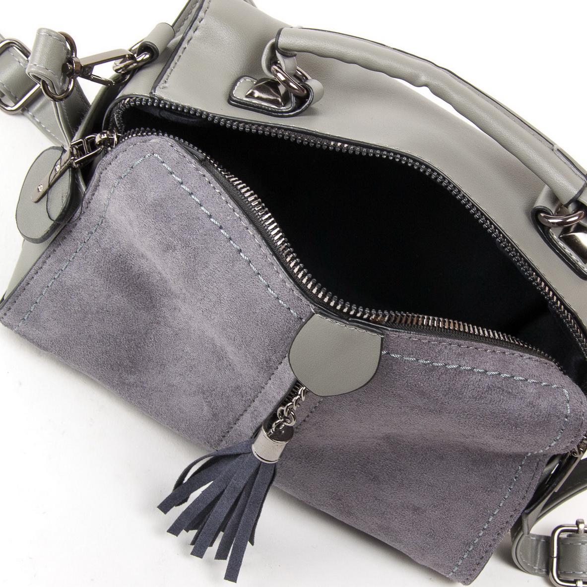 Жіноча модельна сумка з замша Fashion 53377 Сірий - фото 4