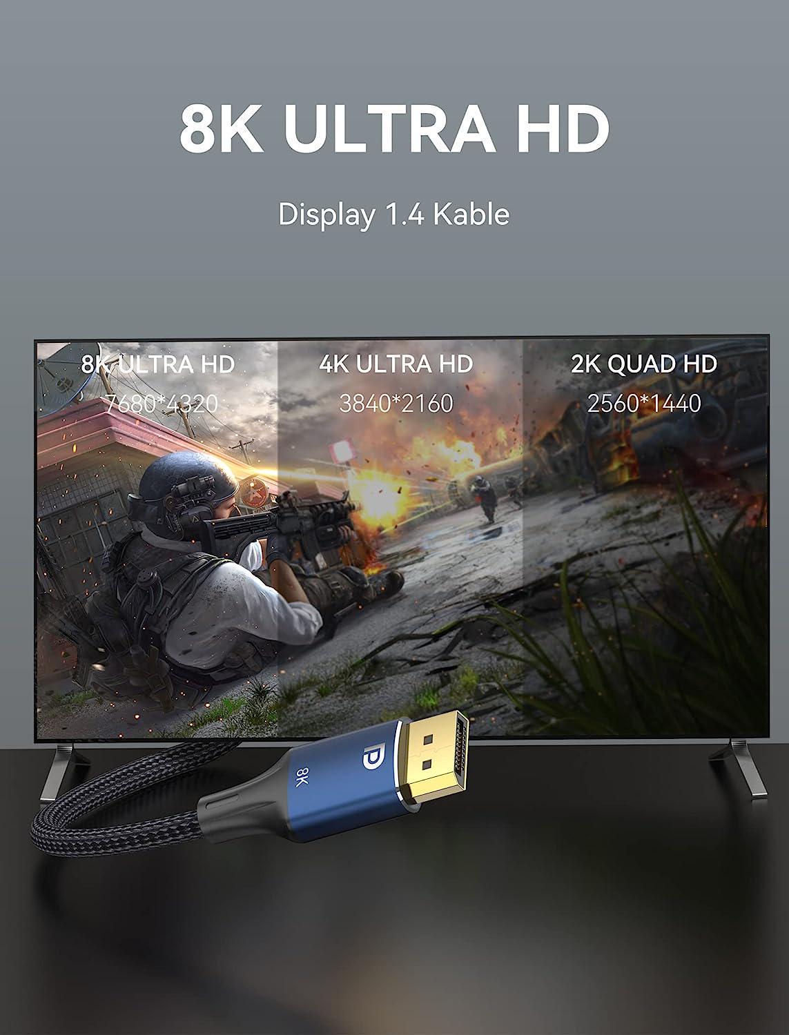 Кабель Vention DisplayPort 1.4 8K 60Hz 4K 144Hz 1080p 240Hz 32.4 Гбит/с DP Dynamic HDR G-Sync Free Sync 5 м Черный (HCELJ) - фото 11