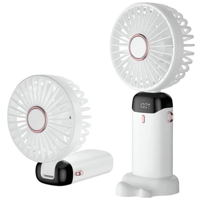 Вентилятор беспроводной портативный N15 LED display 1800 mAh 3,7V ABS 5 скоростей White (e8d9533b) - фото 3