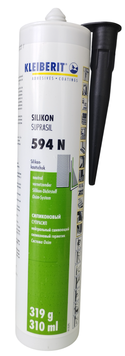 Герметик силиконовый Kleiberit Silikon Suprasil 594N нейтральный санитарный 320 г Черный (2492777316)