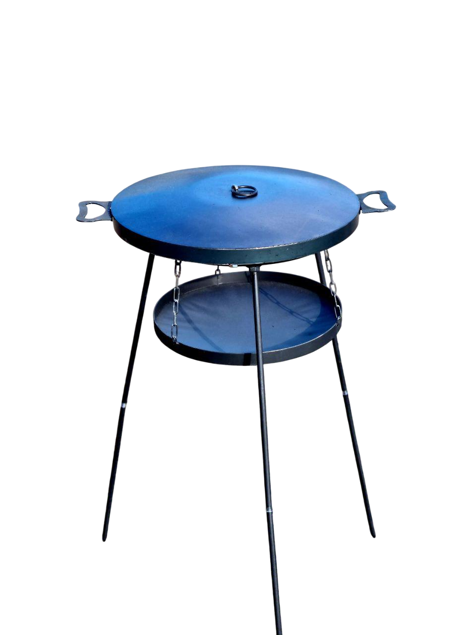 Сковорода-диск для пикника GrillKov с крышкой САДЖ раскладные ноги 94 см 2х47 см d 40 см (В - 2103-4)