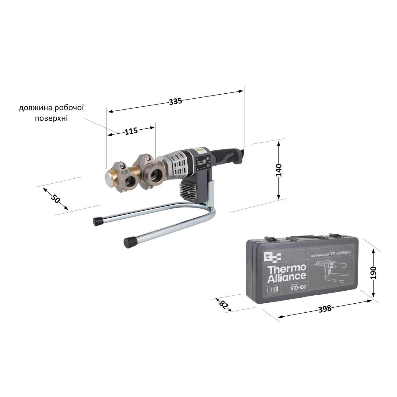 Паяльник для пластикових труб Thermo Alliance STD-102 автоматичний 700W Ø20-32 мм (2611547178) - фото 2