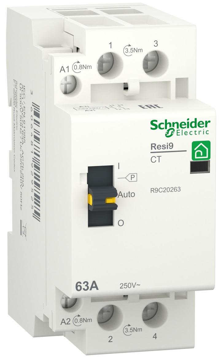 Контактор модульний Schneider Electric RESI9 1P+N 63A 2NO 230V (R9C20263)