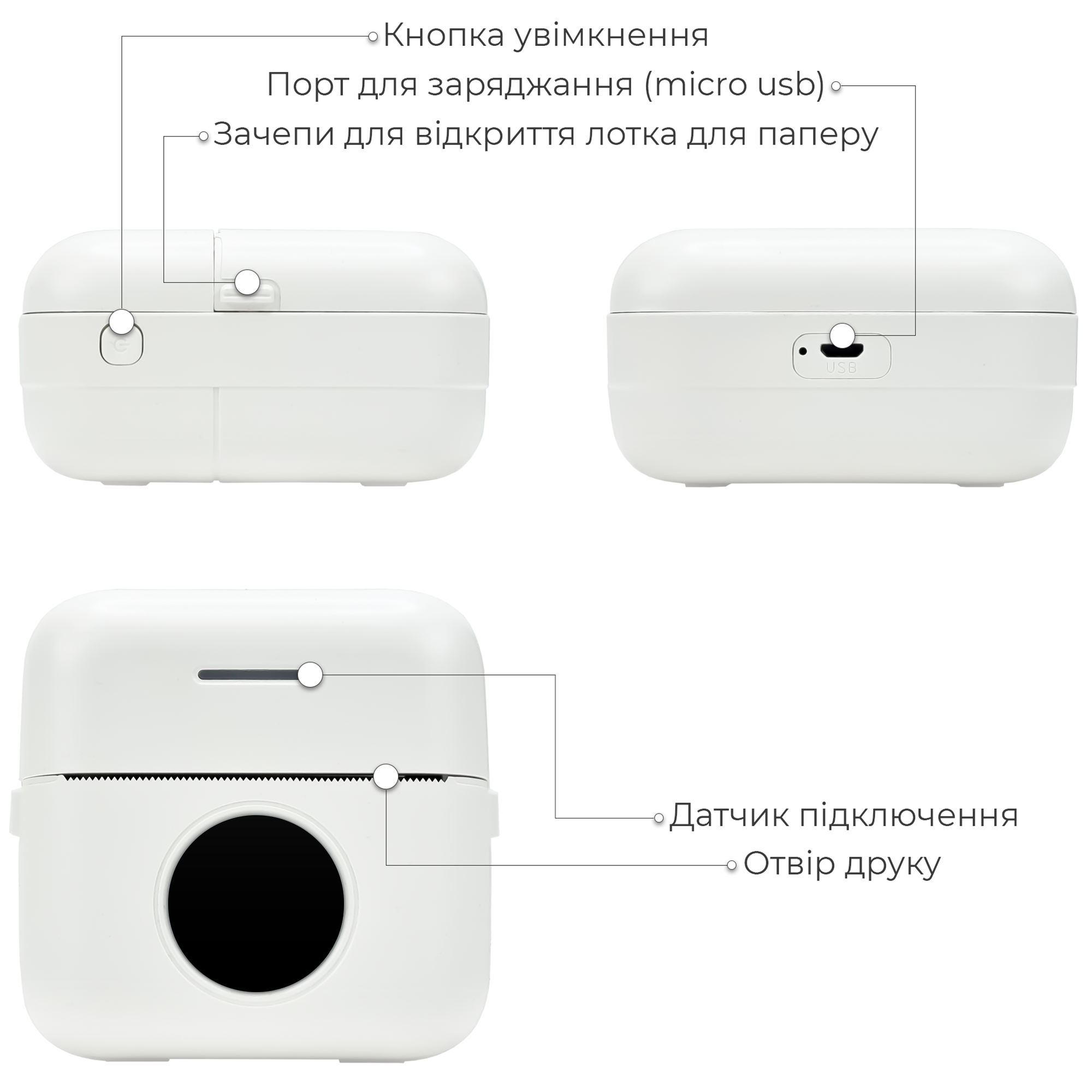 Термопринтер JETIX Mini Printer для друку зі смартфона без заправки чорнил (JMP-S1) - фото 9