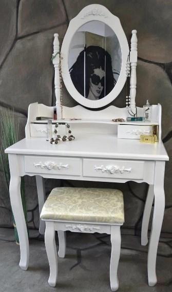 Туалетний столик Wooden Dresser C2 із табуретом Білий (3050) - фото 7 Туалетний столик Wooden Dresser C2 із табуретом Білий (3050) - фото 7