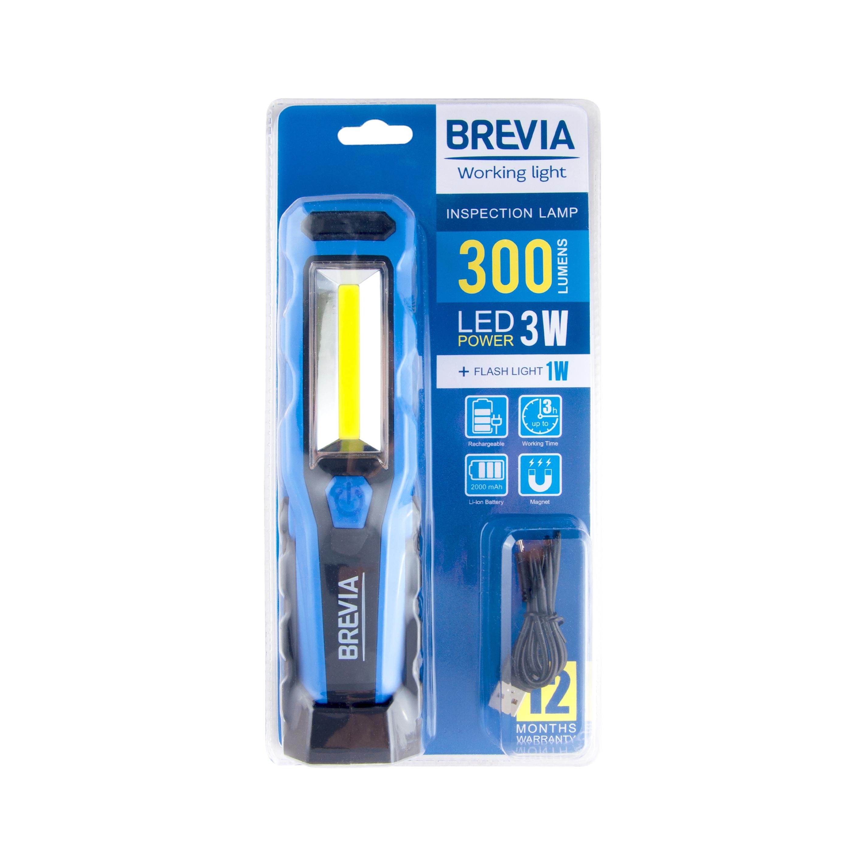 Ліхтар для СТО для полювання для риболовлі світлодіодний Brevia 3W COB+1W LED 300lm 2000mAh (11320)