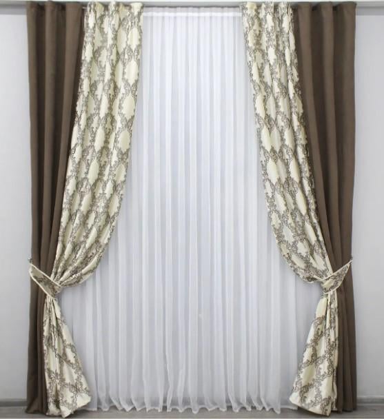 Комплект штор микровелюр/бархат 1,5х2,8 м 2 шт. Мокко/Шампань (014дк/1036-893ш)