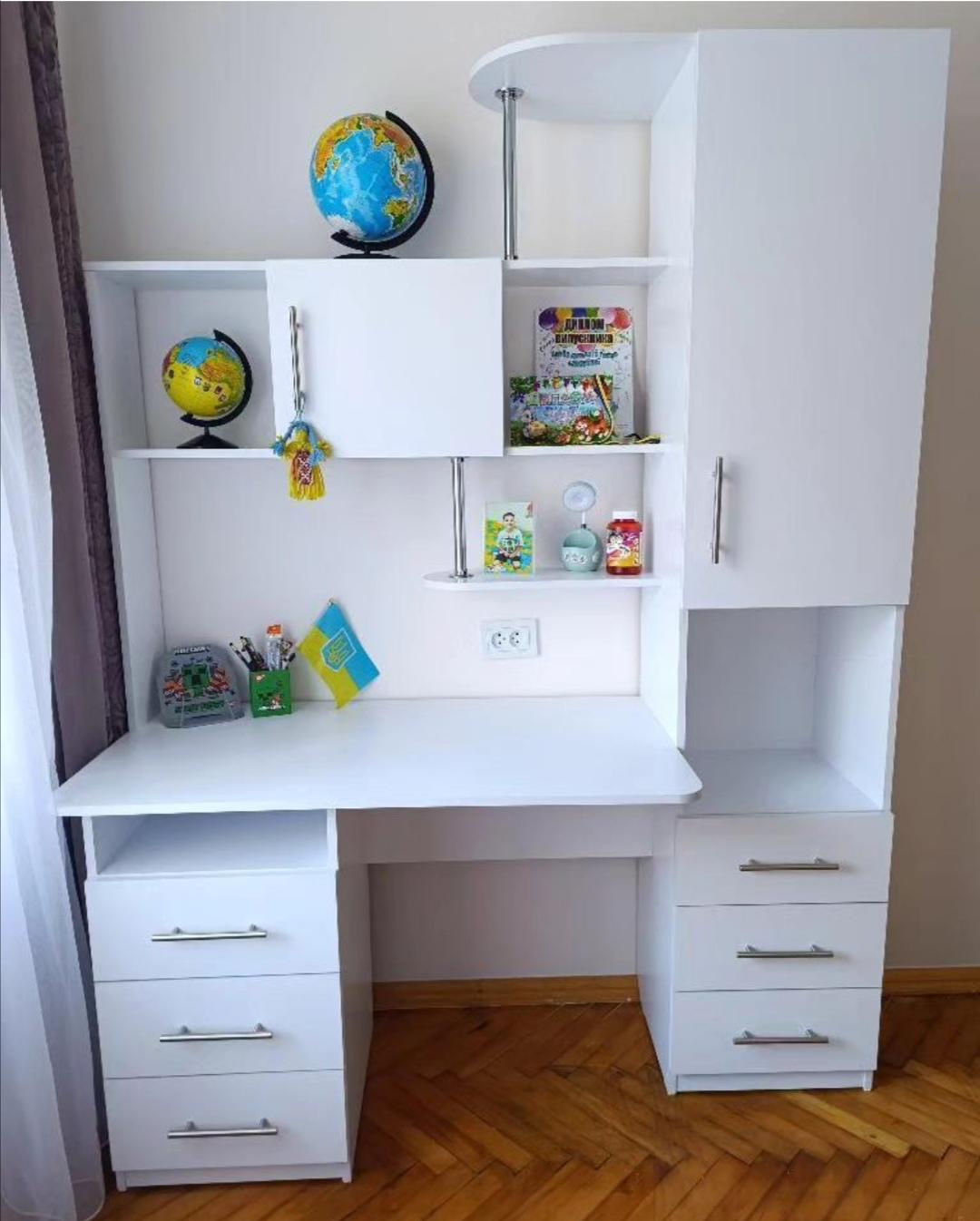 Стол компьютерный письменный Light-12 с надстройкой тумбой и полочками Белый - фото 1 Стол компьютерный письменный Light-12 с надстройкой тумбой и полочками Белый - фото 1