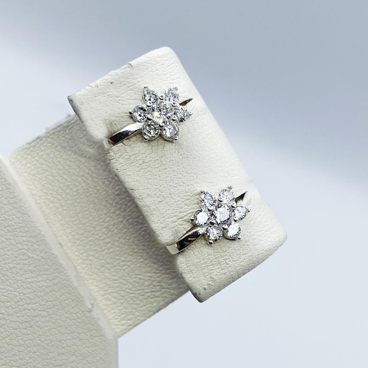 Сережки срібні Квіточка з кубічним цирконієм 1,3 г (2043135697)