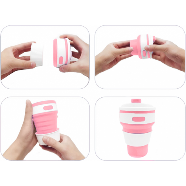 Складной силиконовый стакан Collapsible Coffe Cup 350 мл R30043 Розовый (af4a52c7) - фото 9