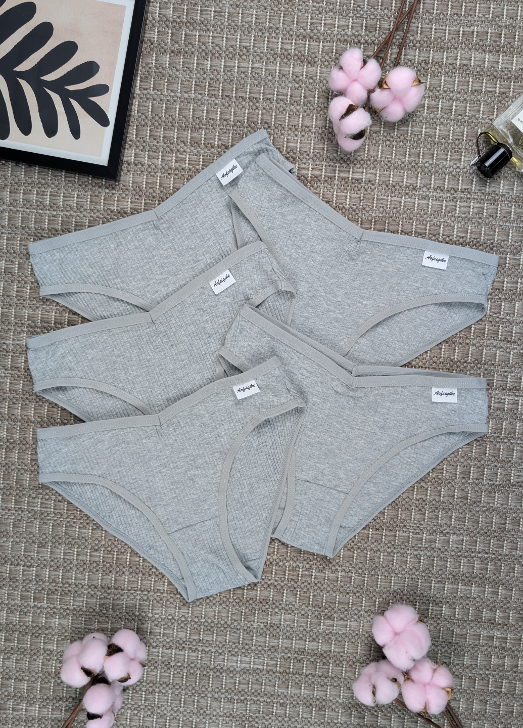 Трусики слипы женские в рубчик повседневные однотонные базовые 5 шт. XL Серый (NB55006/XL)