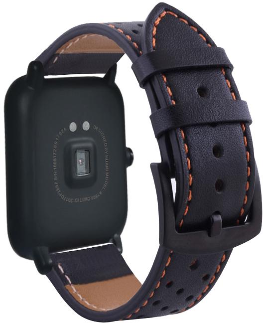 Ремешок кожаный Classico для Amazfit Bip Black/Orange (16956)