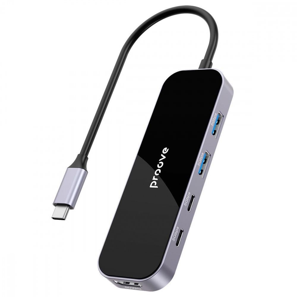 Хаб Proove Shadow Type-C/2хUSB3.0 /Type-C/PD100 W/HDMI Dark Gray