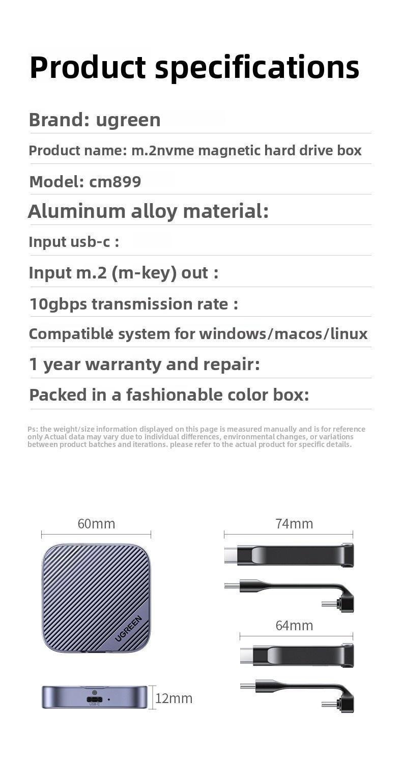 Кишеня зовнішня Ugreen MagSafe 2230/2242 10 гбіт/с USB-C (45367) - фото 10