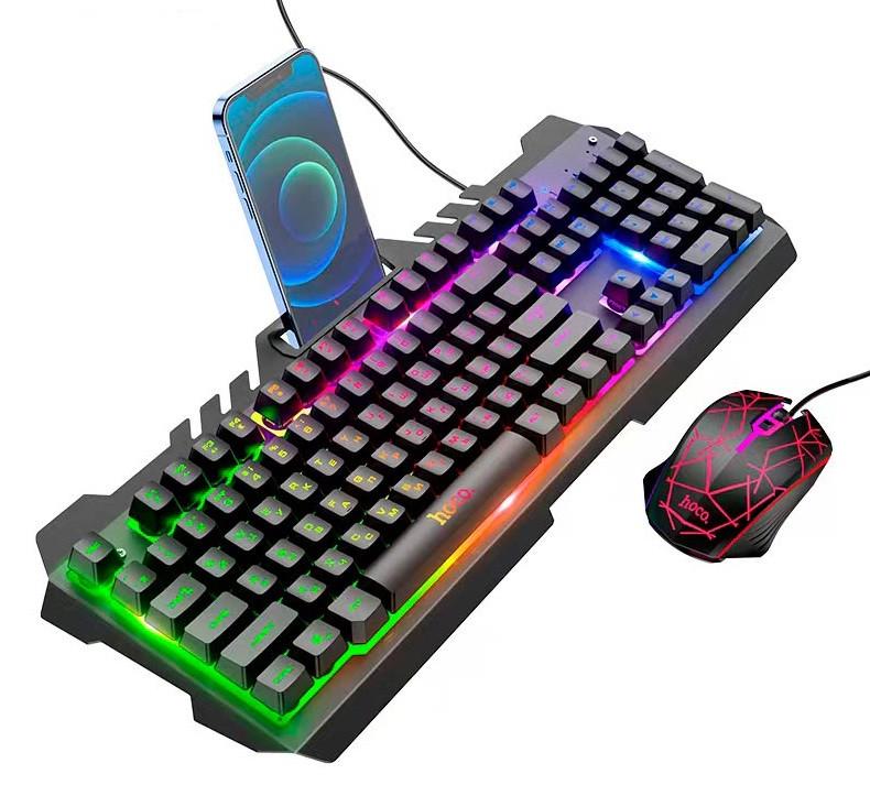 Клавіатура та мишка Hoco Gaming Illuminated set DI16 UA/ENG Black (12639088) - фото 2