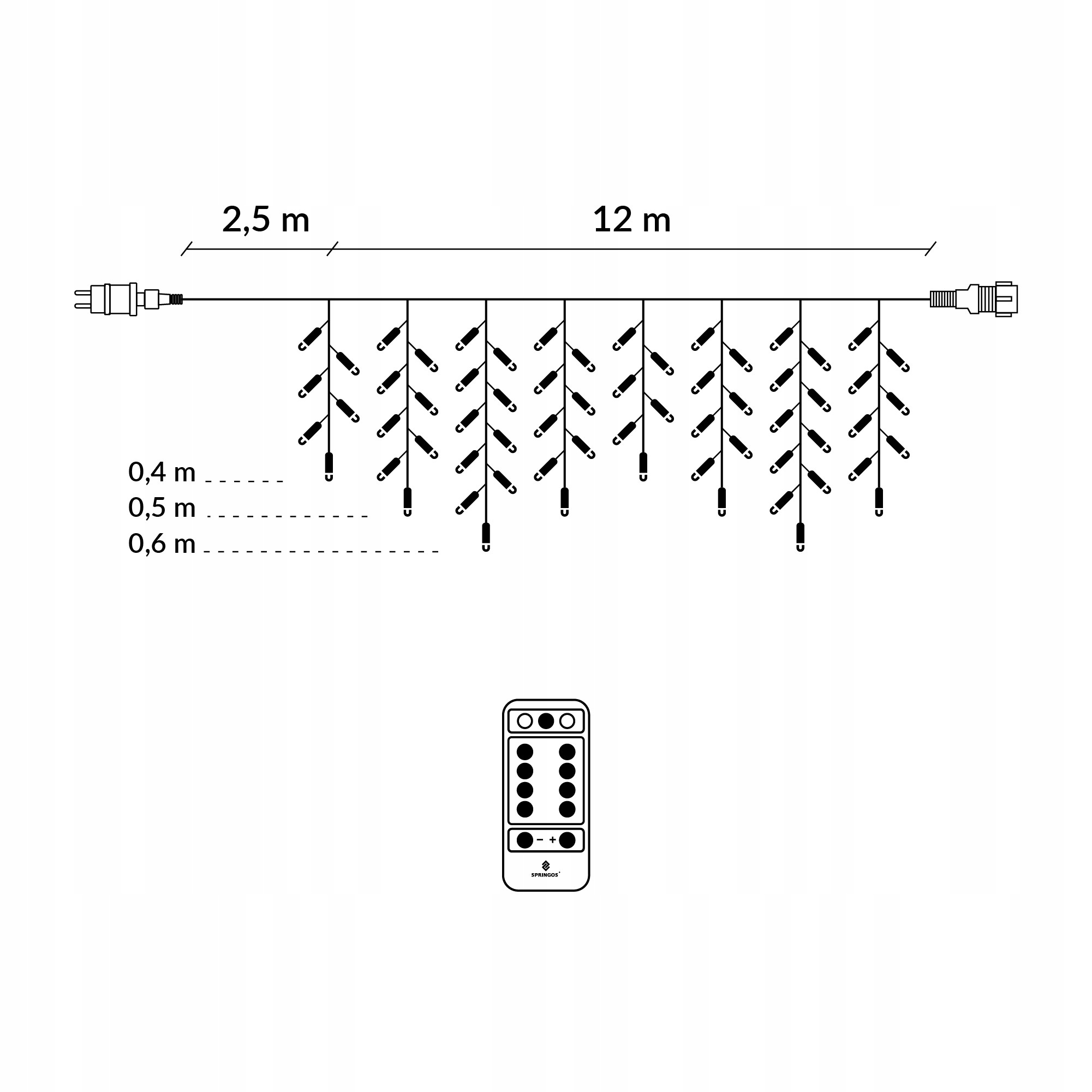 Гирлянда-бахрома Springos Pilot уличная 12 м 300 LED Mix (CL307) - фото 4